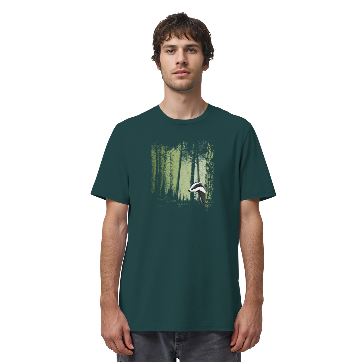 frecher Dachs im Zwielicht Wald - Organic Shirt