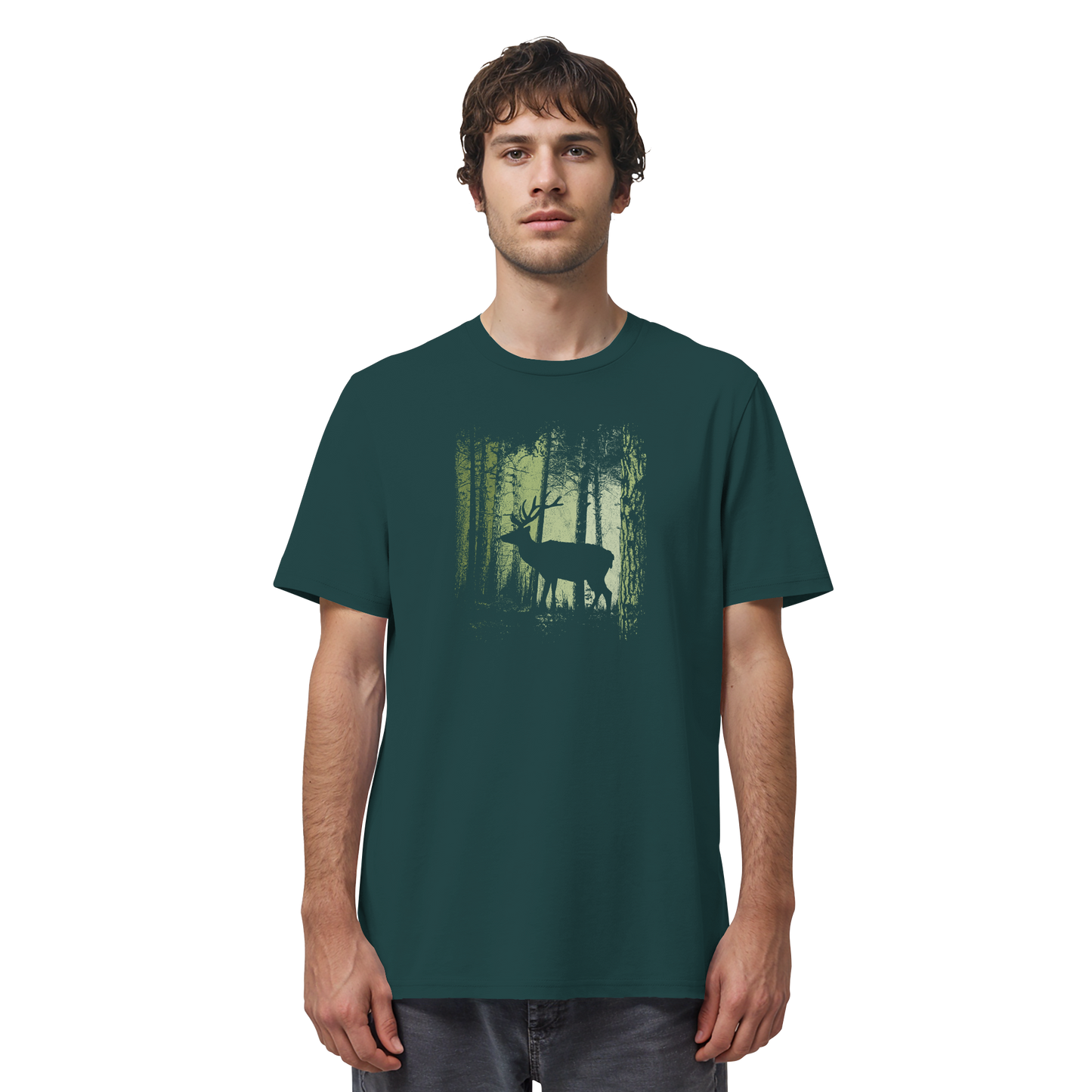 Hirsch im Zwielicht Wald - Organic Shirt