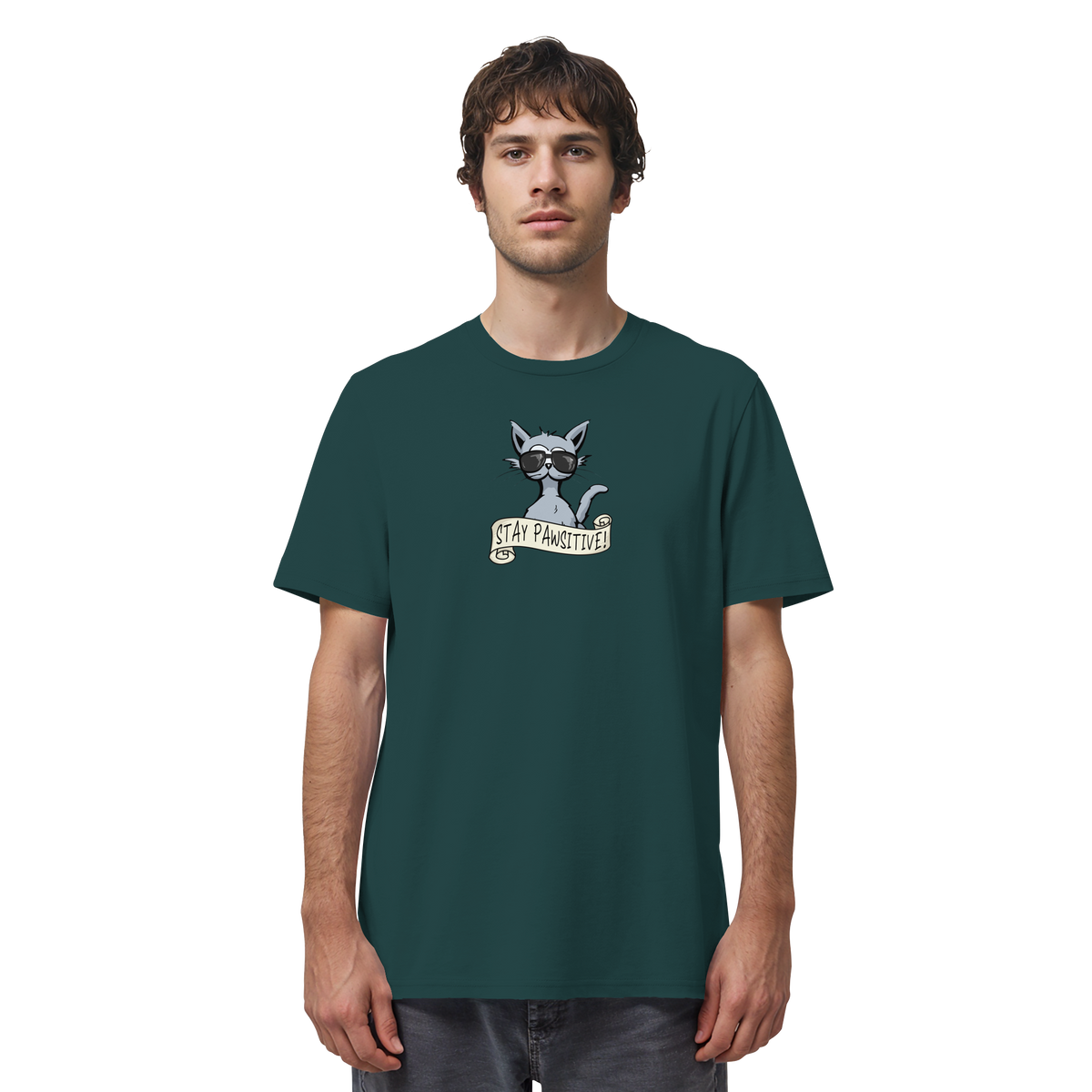 Stay Pawsitive Bleib lässig Hipster Katze - Organic Shirt