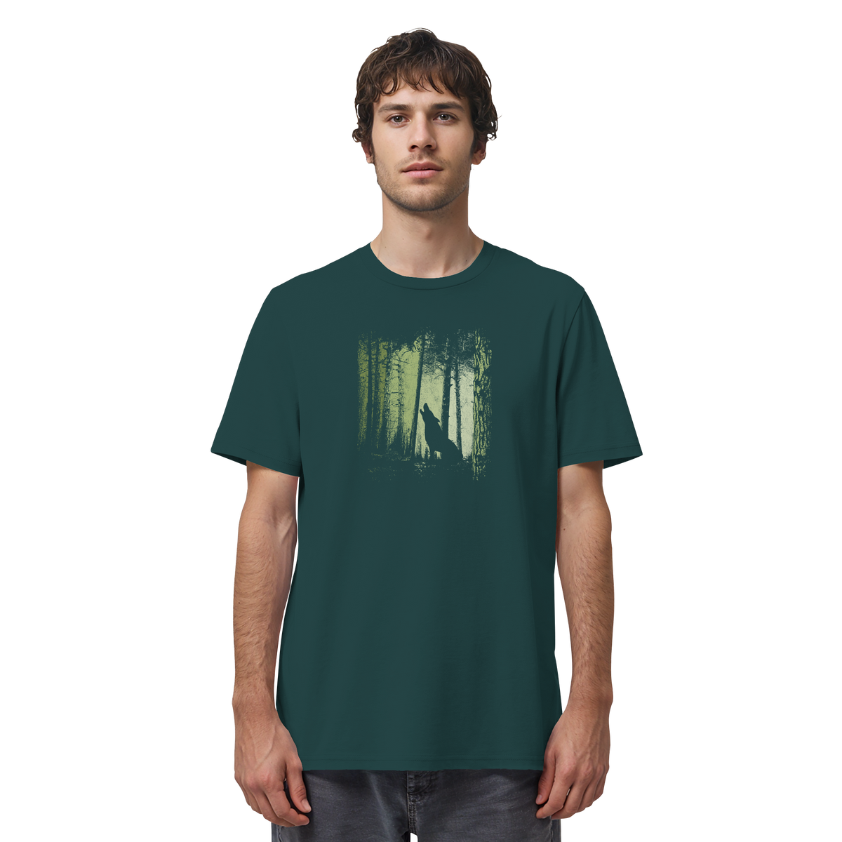 Einsamer Wolf im Zwielicht Wald  - Organic Shirt