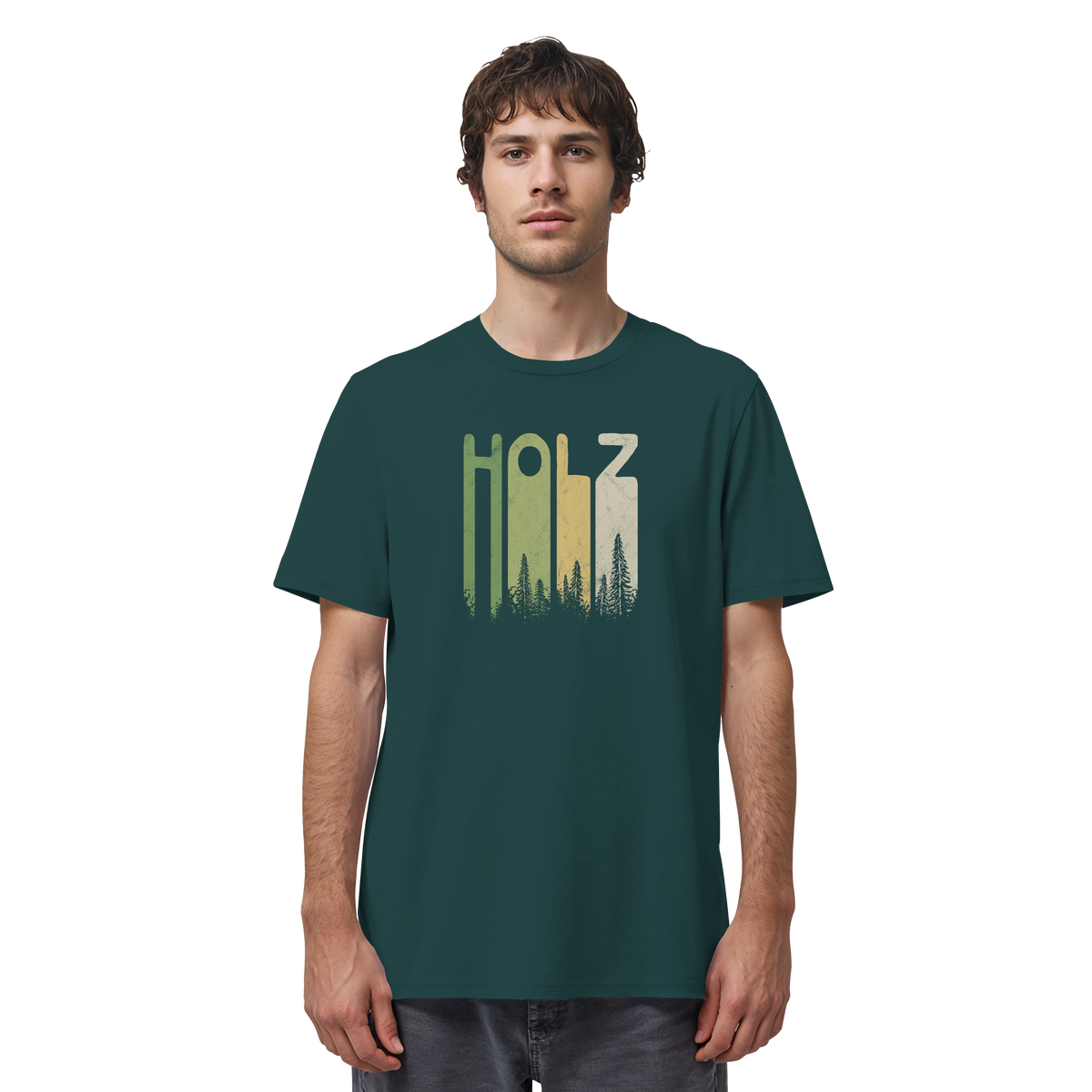 Holz Retro Wald Schriftzug - Organic Shirt