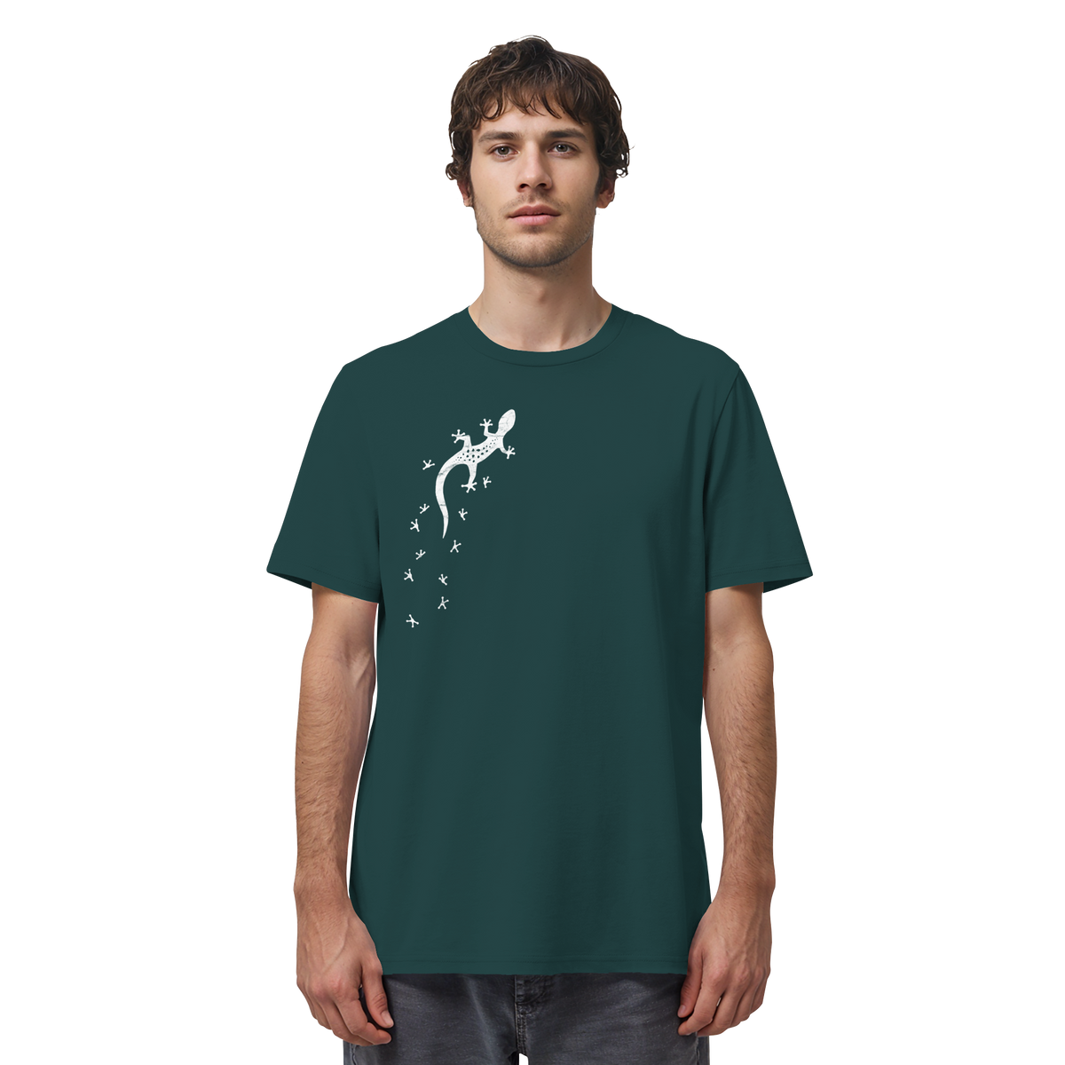 Gecko Eidechse Silhouette hell - Organic Shirt