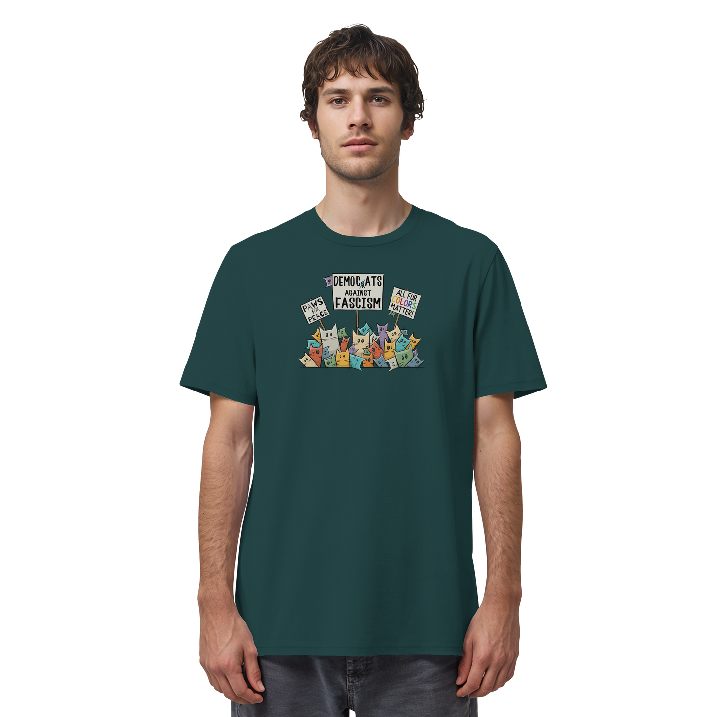 Demo-Katzen gegen Faschismus und für Vielfalt - Organic Shirt