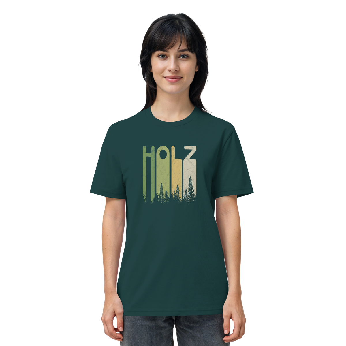 Holz Retro Wald Schriftzug - Organic Shirt