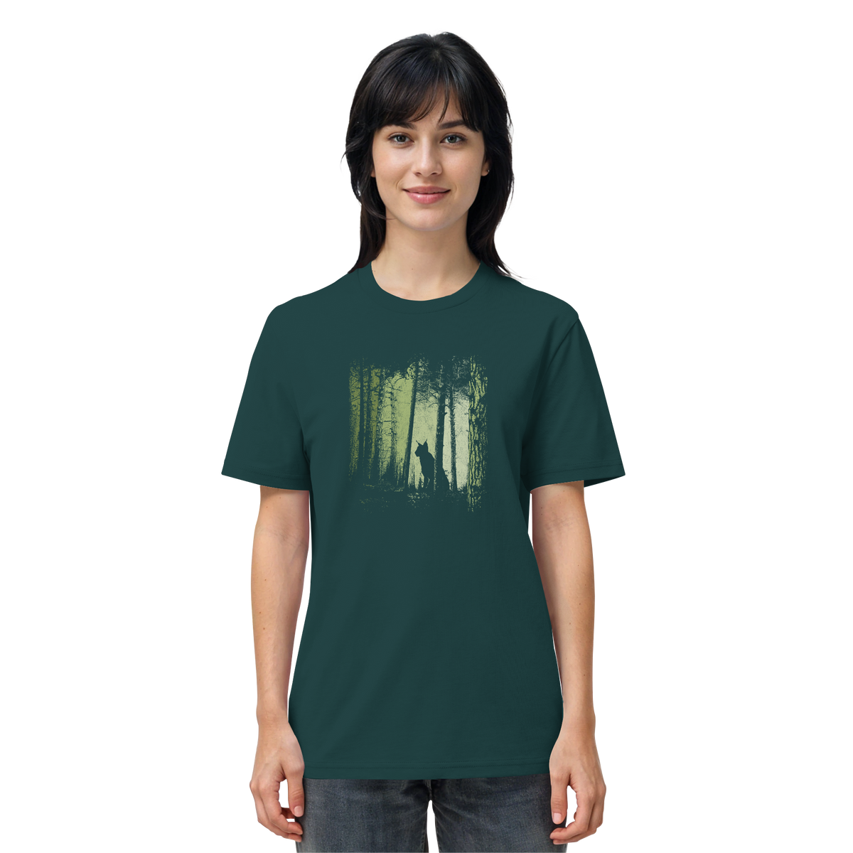 Luchs Wildkatze im Zwielicht Wald - Organic Shirt
