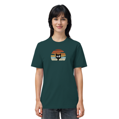 Retro schwarze Katze vor Sonnenuntergang - Organic Shirt
