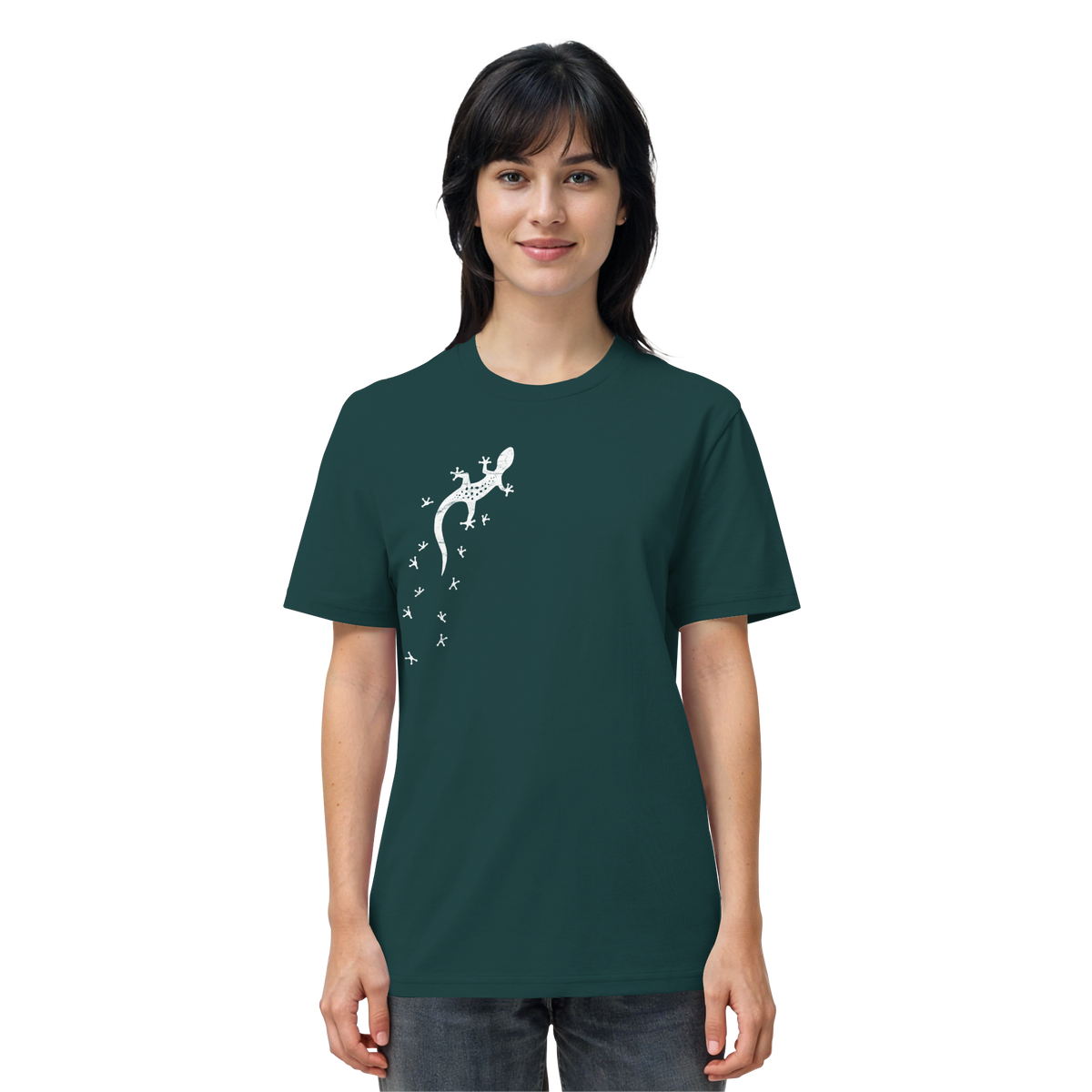 Gecko Eidechse Silhouette hell - Organic Shirt