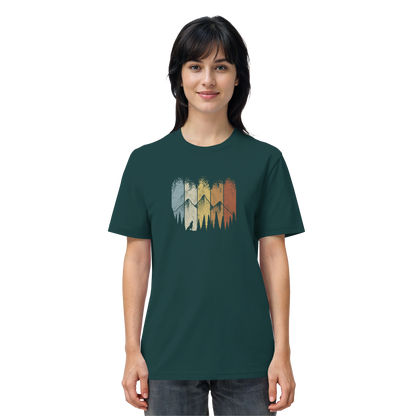 Retro Wald, Berge und Wolf  - Organic Shirt
