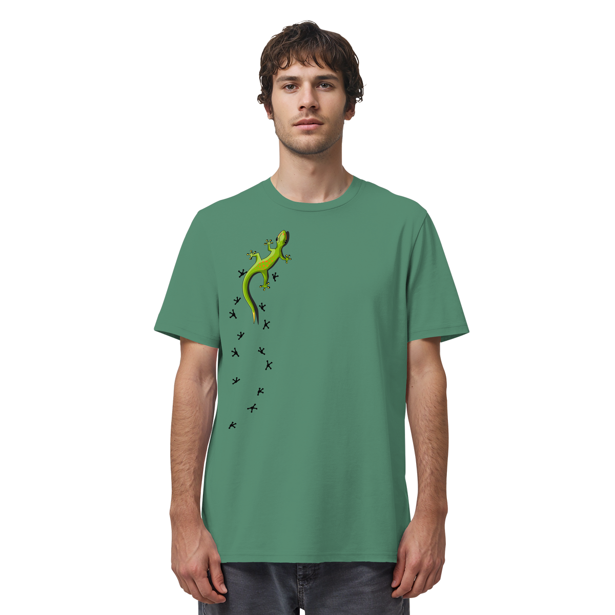 Kletternder Gecko mit Spuren - Organic Shirt