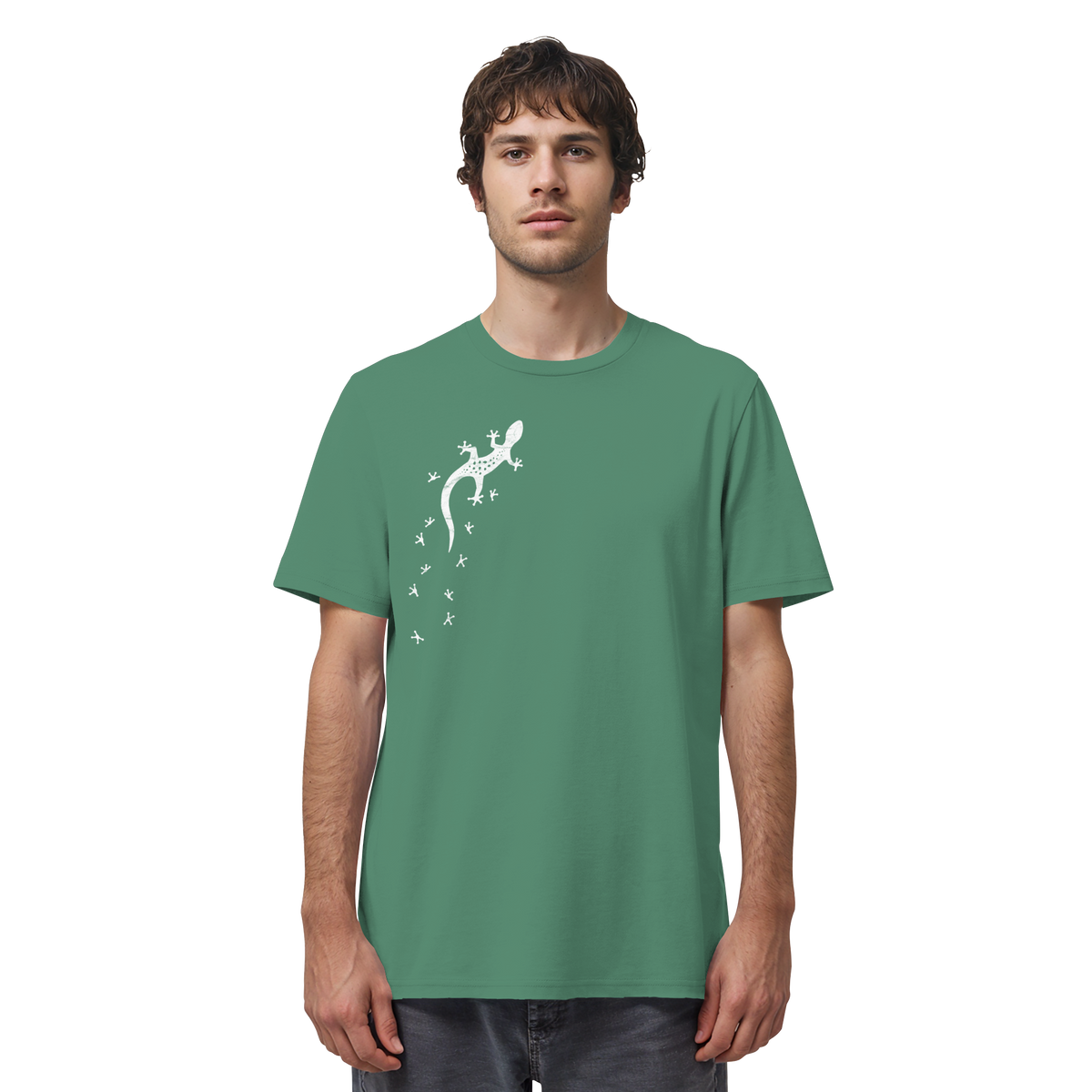 Gecko Eidechse Silhouette hell - Organic Shirt