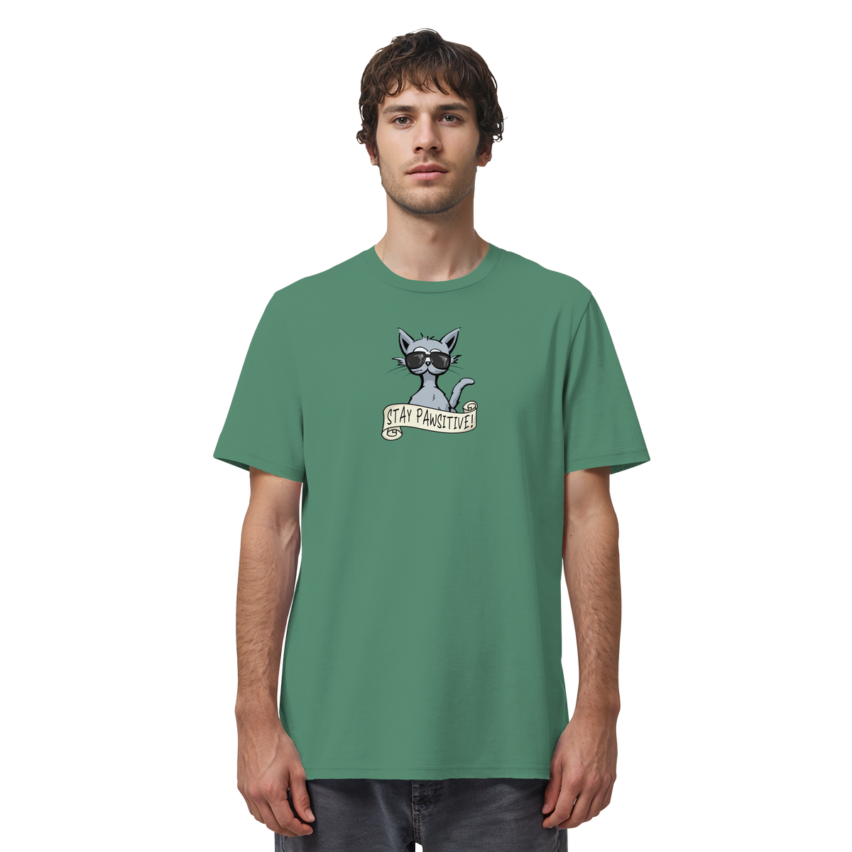 Stay Pawsitive Bleib lässig Hipster Katze - Organic Shirt