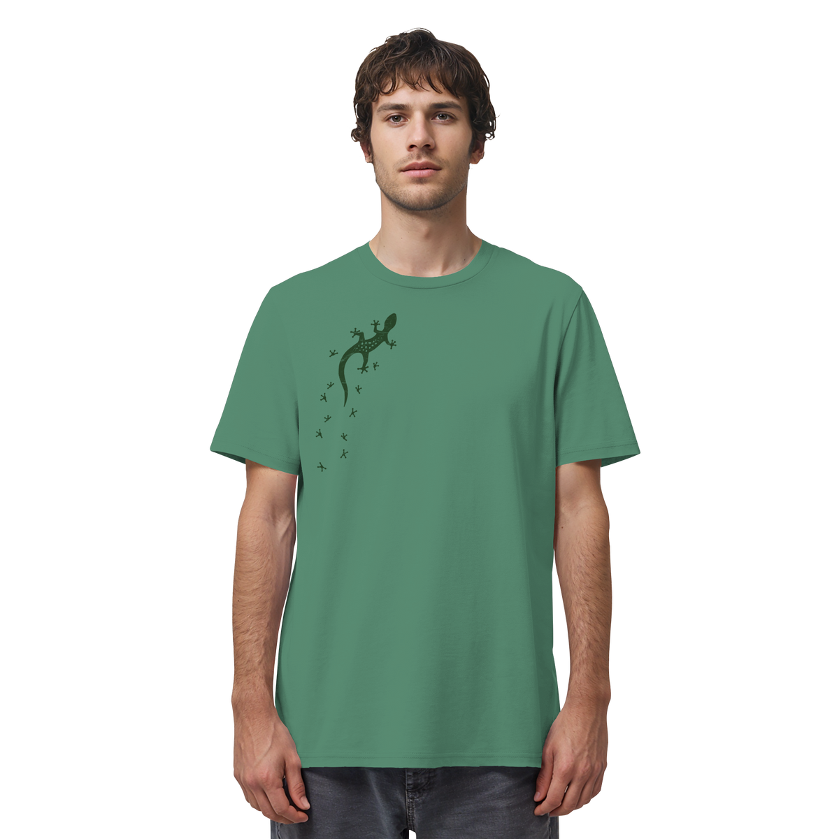 Gecko Eidechse Silhouette dunkel - Organic Shirt