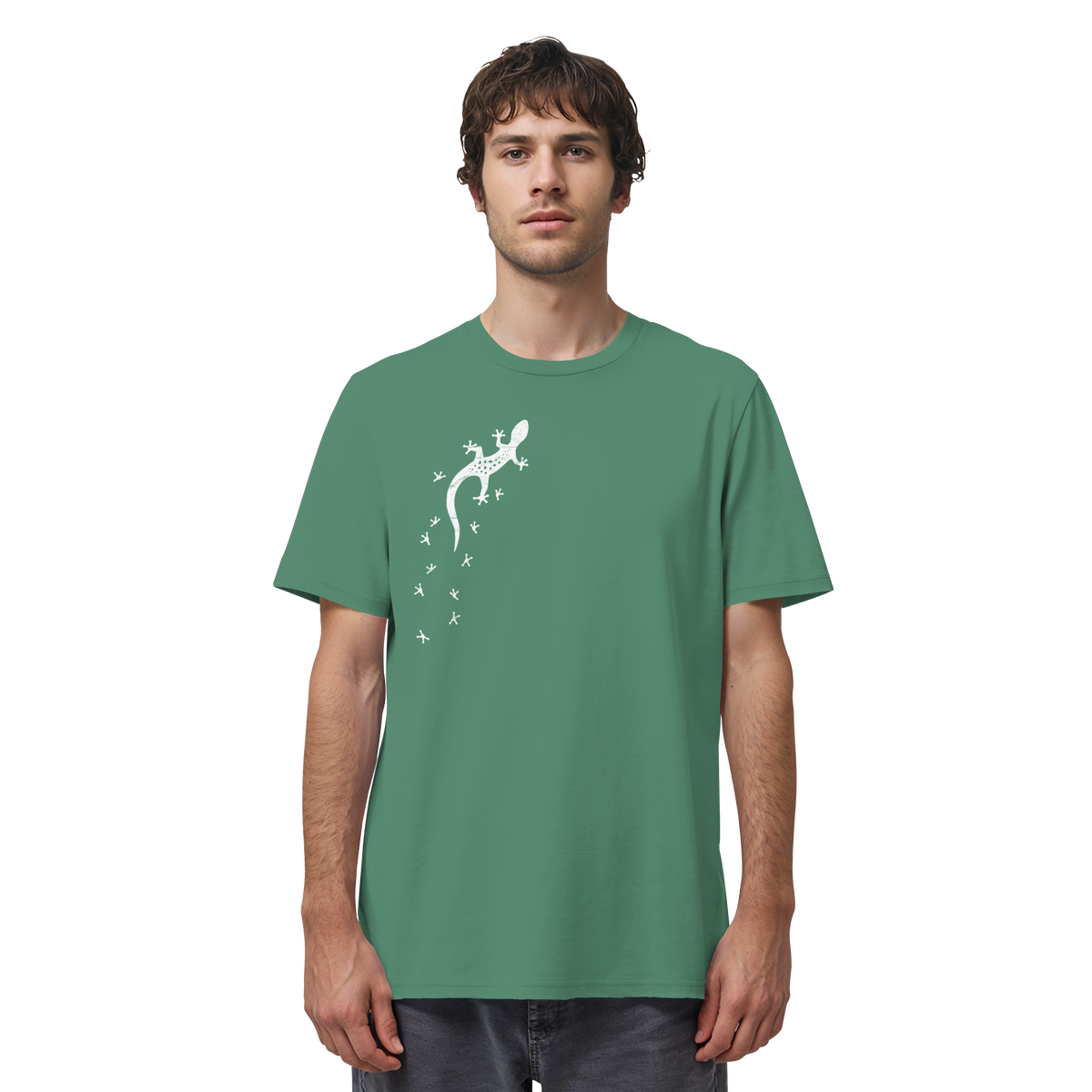 Gecko Eidechse Silhouette hell - Organic Shirt