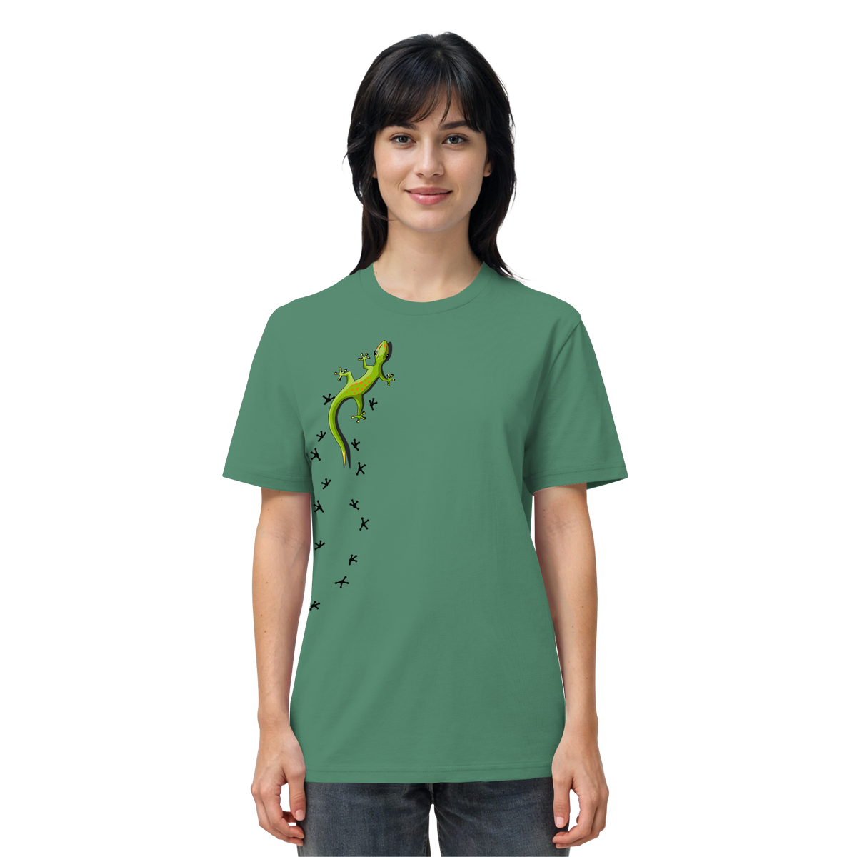 Kletternder Gecko mit Spuren - Organic Shirt
