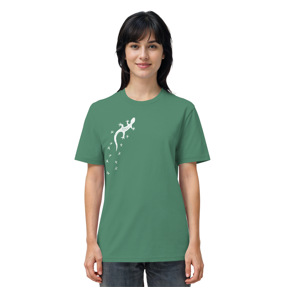 Gecko Eidechse Silhouette hell - Organic Shirt