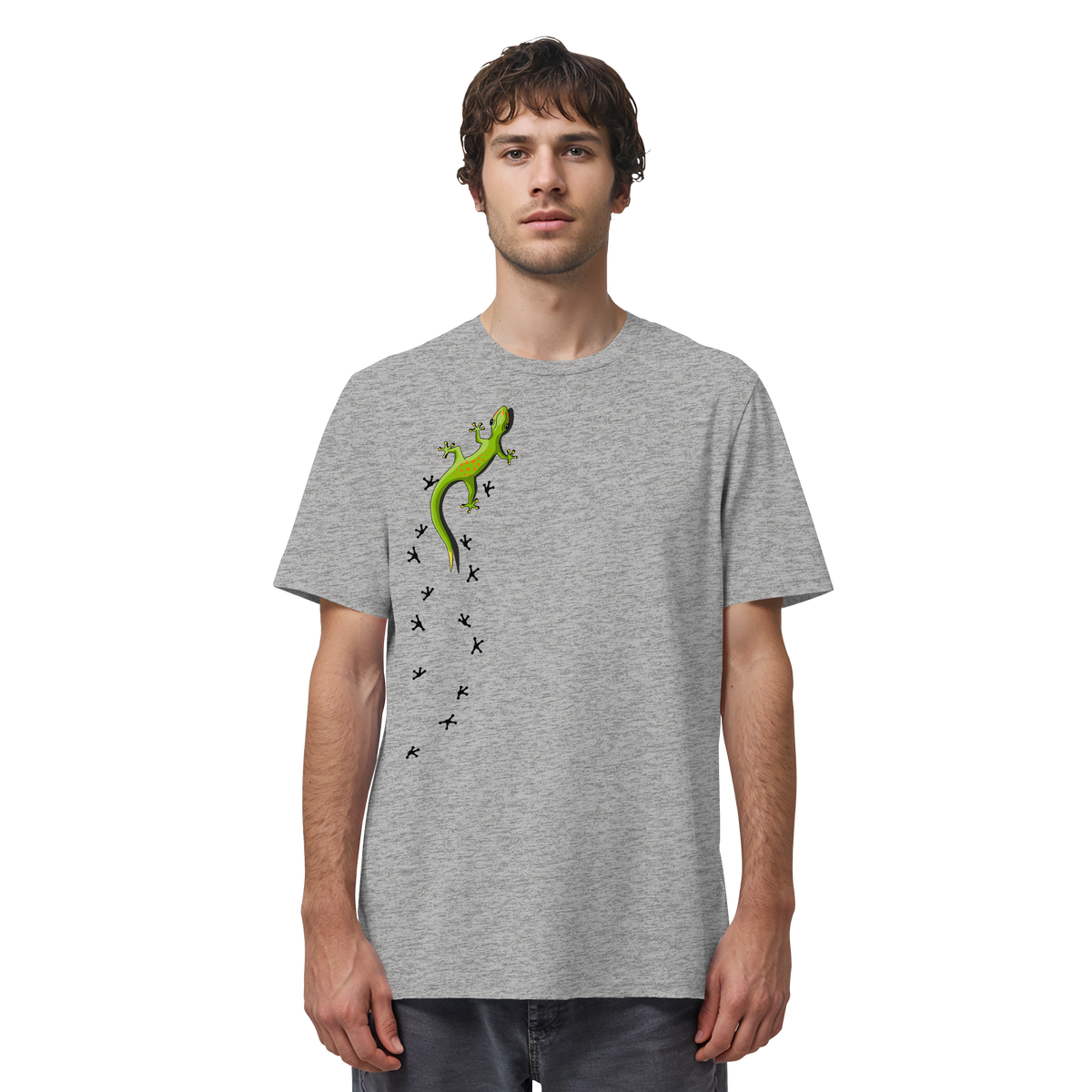 Kletternder Gecko mit Spuren - Organic Shirt