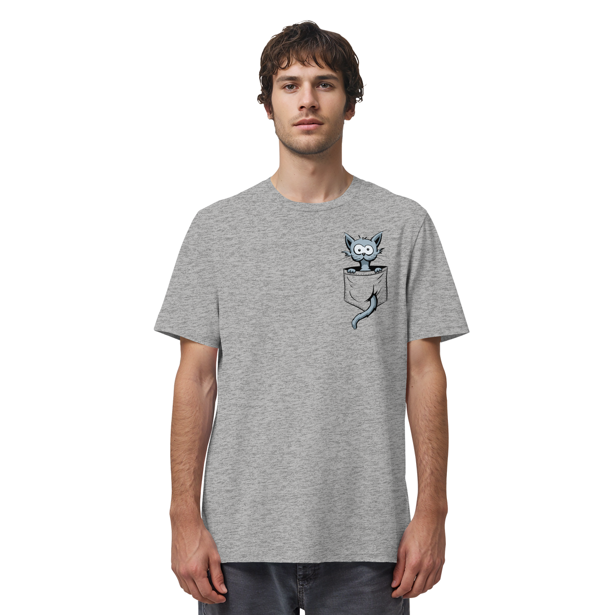 Verrückte Katze in Deiner Brust-Tasche - Organic Shirt