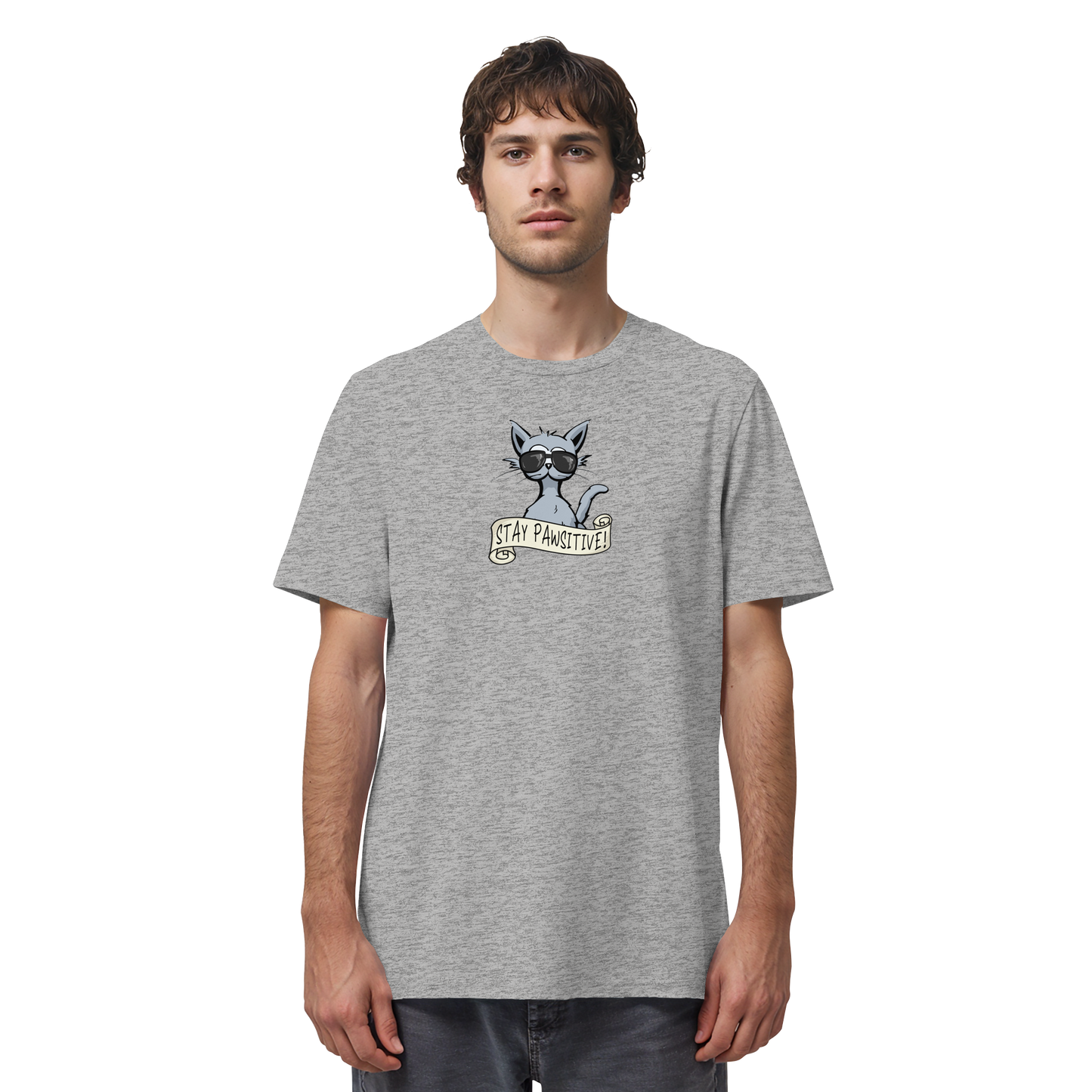 Stay Pawsitive Bleib lässig Hipster Katze - Organic Shirt