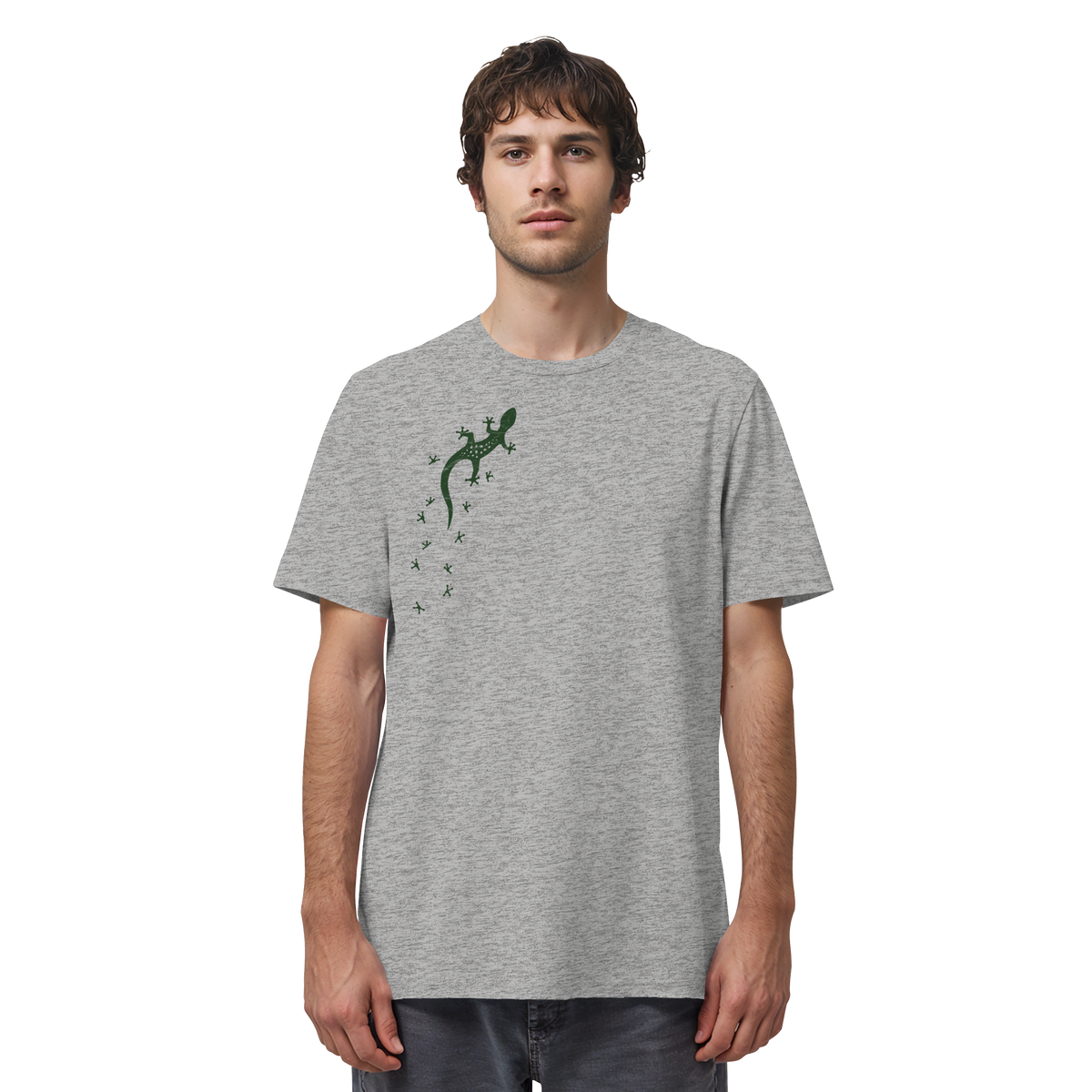 Gecko Eidechse Silhouette dunkel - Organic Shirt