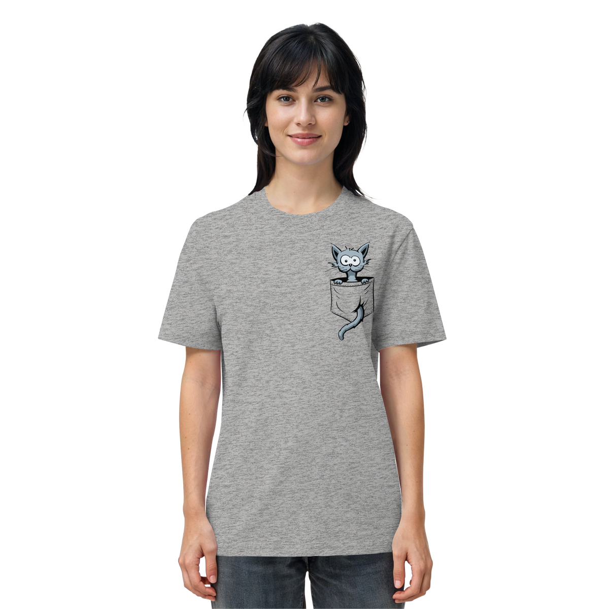 Verrückte Katze in Deiner Brust-Tasche - Organic Shirt