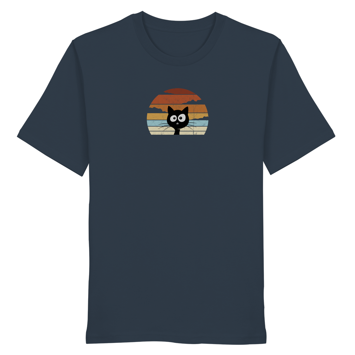 Retro schwarze Katze vor Sonnenuntergang - Organic Shirt