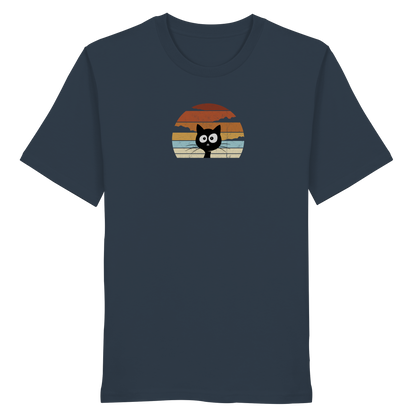 Retro schwarze Katze vor Sonnenuntergang - Organic Shirt