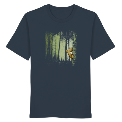 Comic Bär versteckt im Zwielicht Wald - Organic Shirt