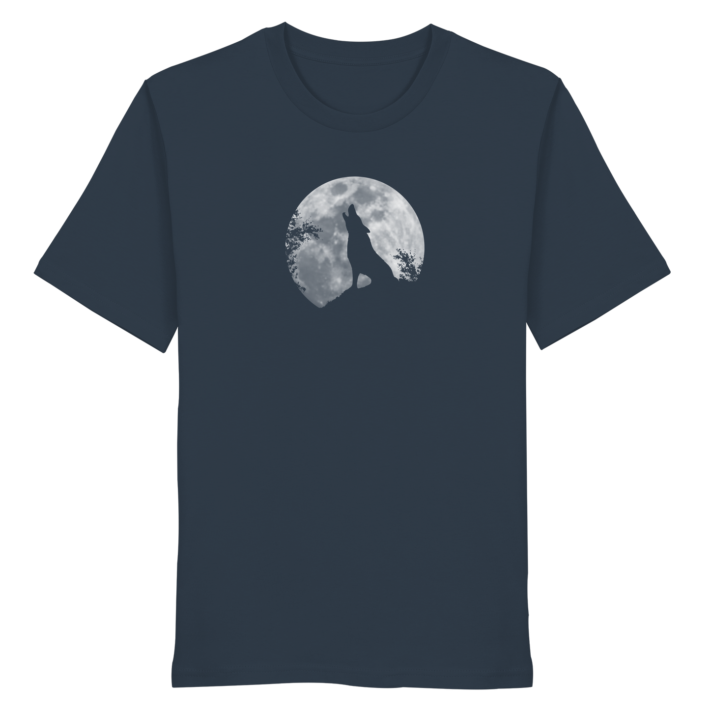 Heulender Wolf Silhouette vor Vollmond - Organic Shirt