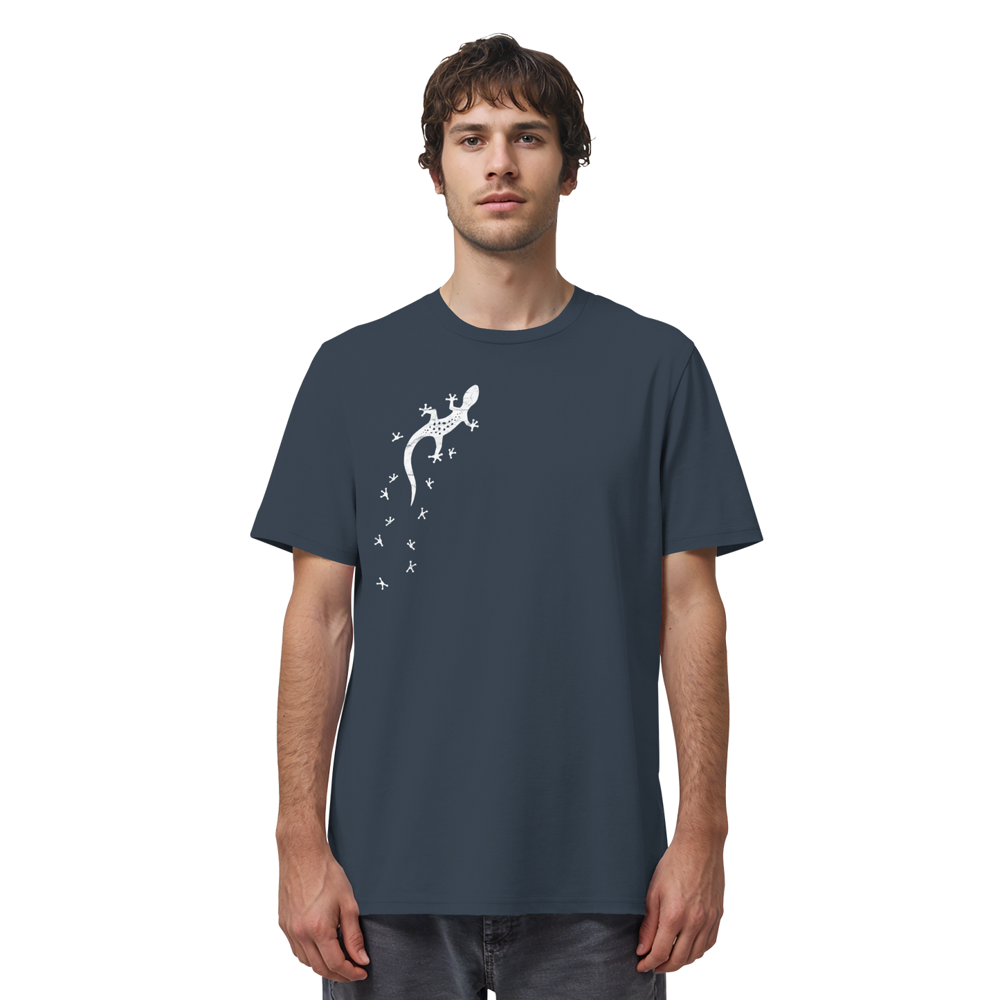 Gecko Eidechse Silhouette hell - Organic Shirt