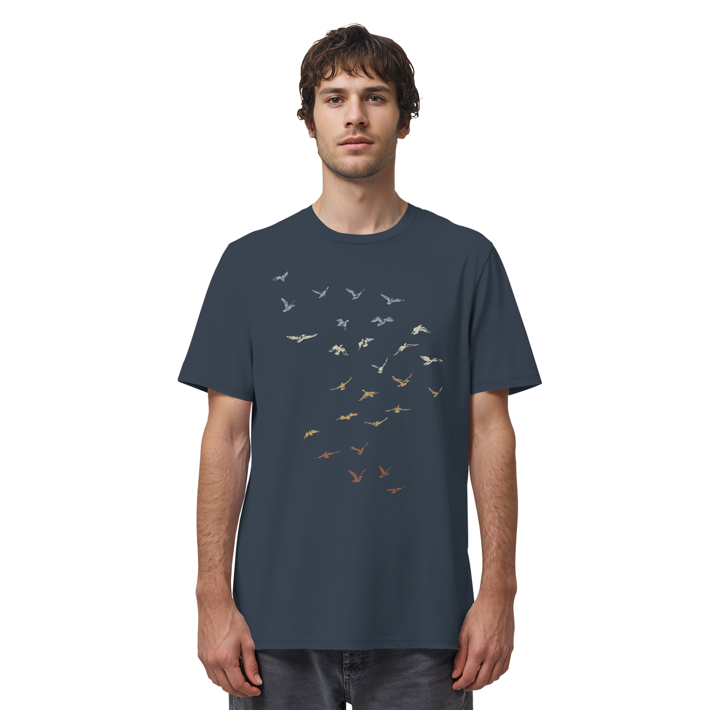 Retro Vogel Schwarm - Organic Shirt