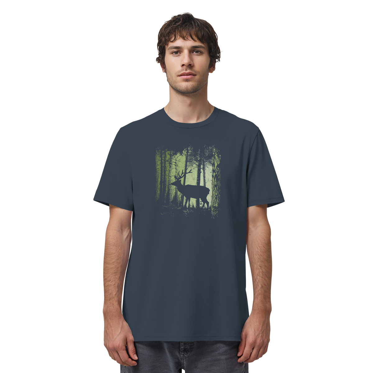 Hirsch im Zwielicht Wald - Organic Shirt