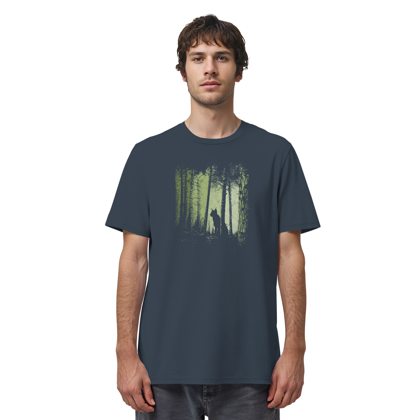 Luchs Wildkatze im Zwielicht Wald - Organic Shirt