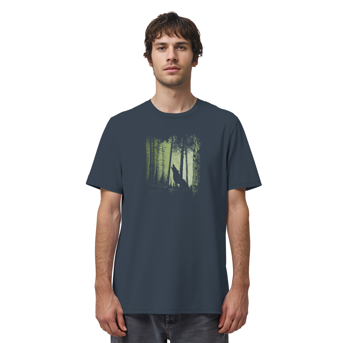 Einsamer Wolf im Zwielicht Wald  - Organic Shirt