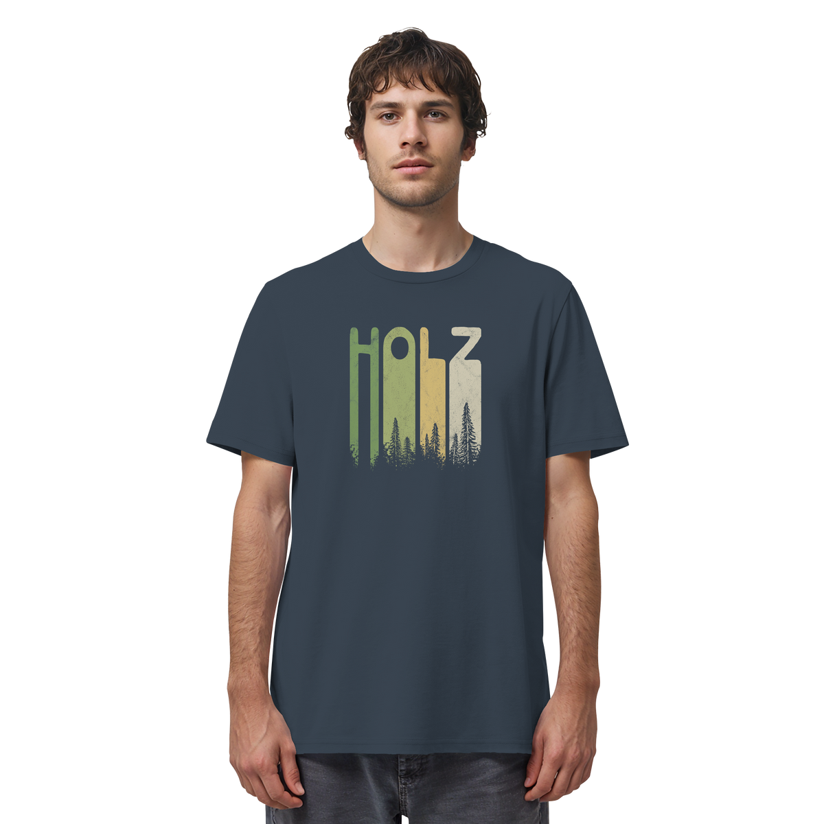 Holz Retro Wald Schriftzug - Organic Shirt
