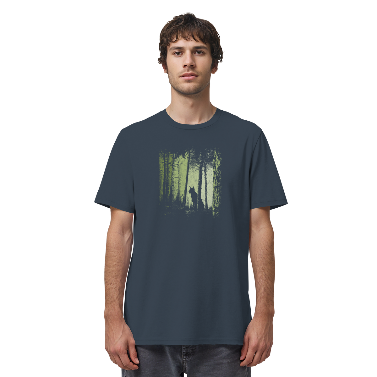 Luchs Wildkatze im Zwielicht Wald - Organic Shirt
