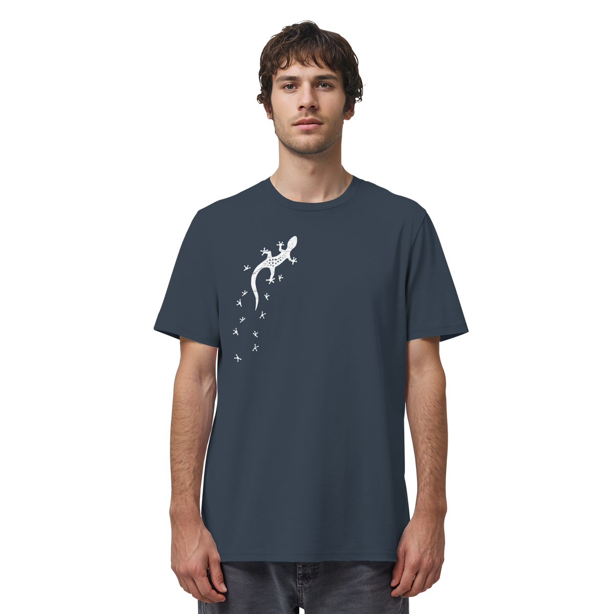 Gecko Eidechse Silhouette hell - Organic Shirt