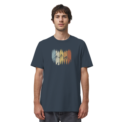 Retro Wald, Berge und Wolf  - Organic Shirt