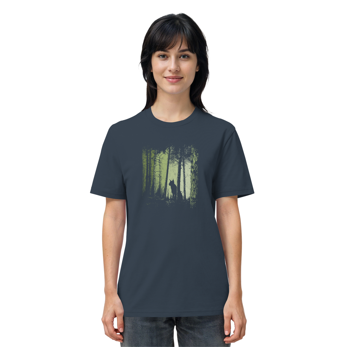 Luchs Wildkatze im Zwielicht Wald - Organic Shirt