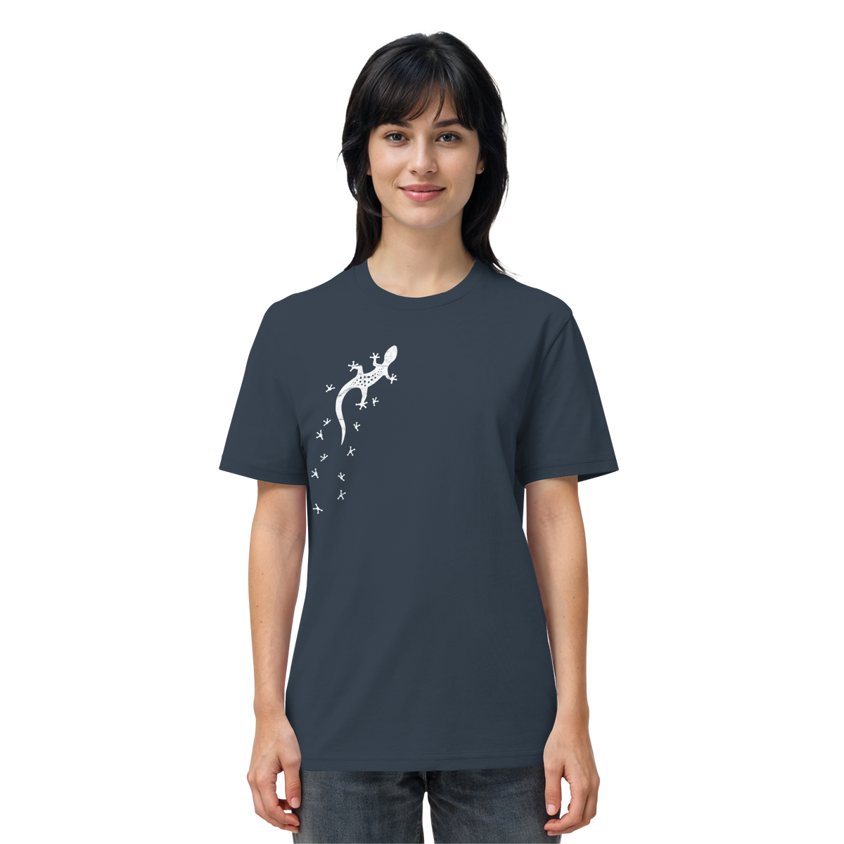 Gecko Eidechse Silhouette hell - Organic Shirt