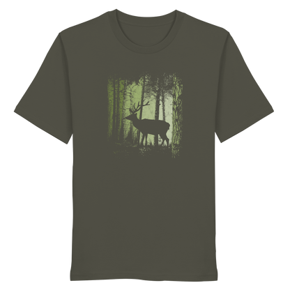 Hirsch im Zwielicht Wald - Organic Shirt