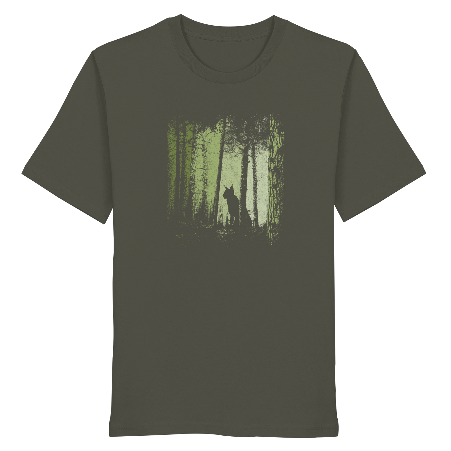 Luchs Wildkatze im Zwielicht Wald - Organic Shirt