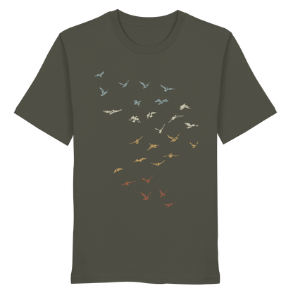 Retro Vogel Schwarm - Organic Shirt