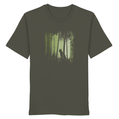 Luchs Wildkatze im Zwielicht Wald - Organic Shirt