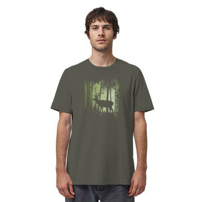 Hirsch im Zwielicht Wald - Organic Shirt
