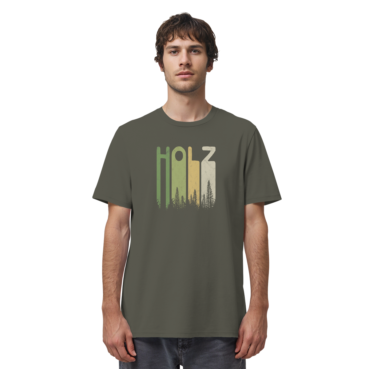 Holz Retro Wald Schriftzug - Organic Shirt