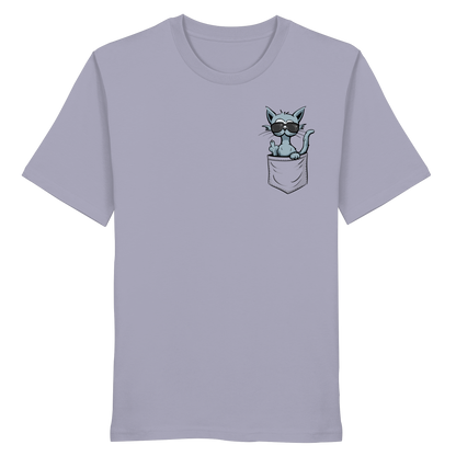 "Fuck Off" Mittelfinger Katze in der Tasche - Organic Shirt