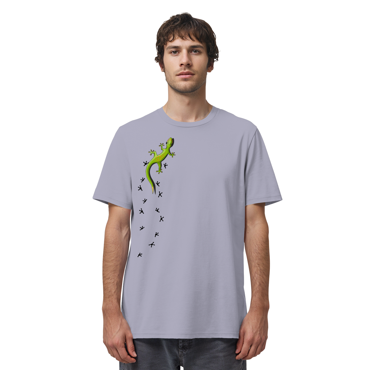 Kletternder Gecko mit Spuren - Organic Shirt