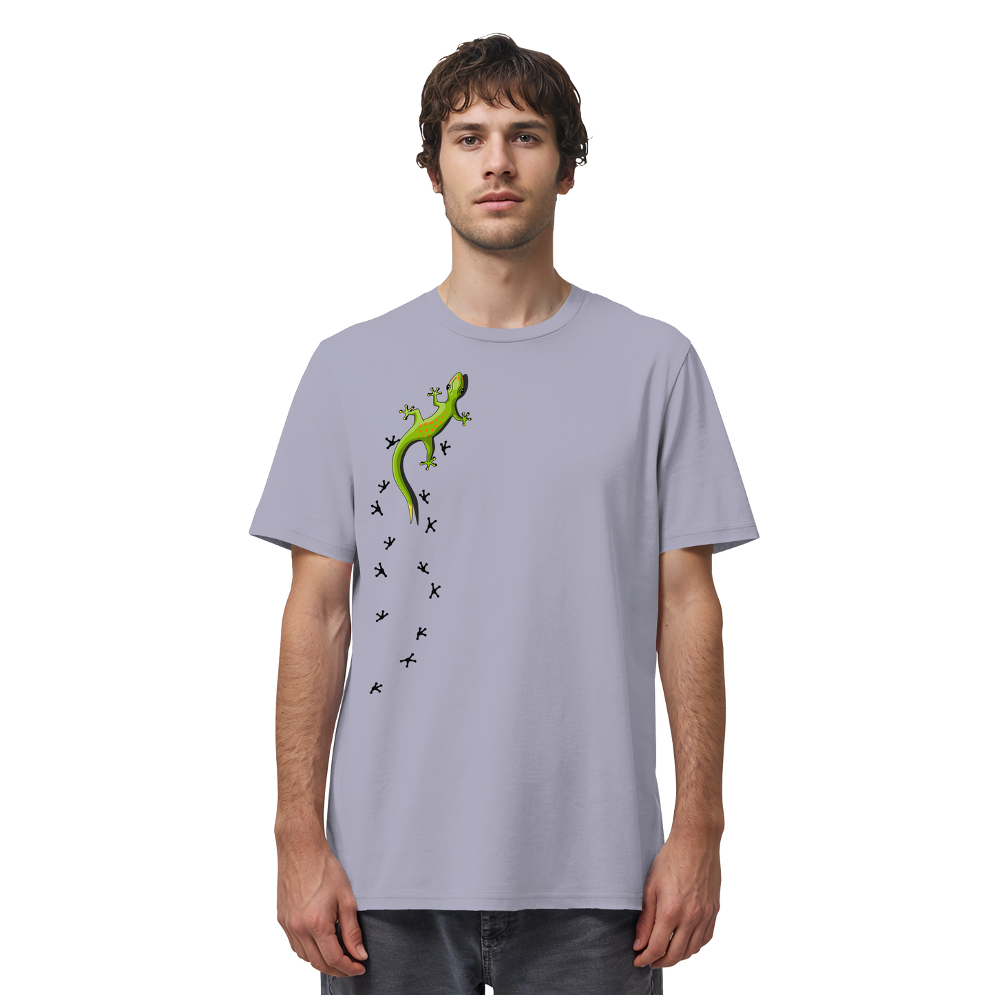 Kletternder Gecko mit Spuren - Organic Shirt