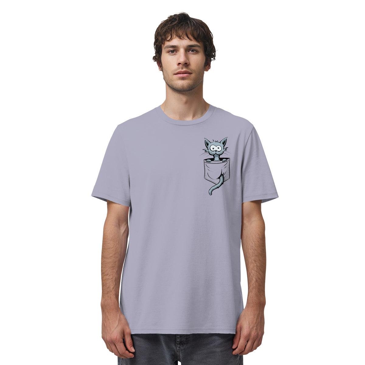 Verrückte Katze in Deiner Brust-Tasche - Organic Shirt