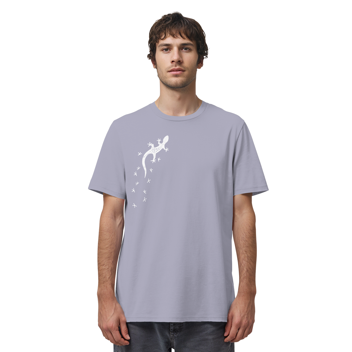 Gecko Eidechse Silhouette hell - Organic Shirt